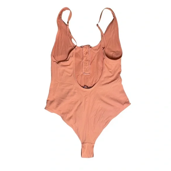 ZARA Orange Ribbed Button-Front Swimsuit - Picture 2 of 2